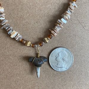 Tooth and bead necklace surfer style